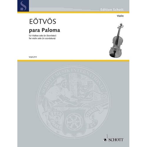 Eotvos - Para Paloma For Violin Solo (Softcover Book)