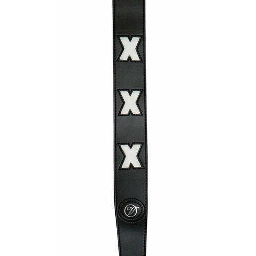 Vorson Black Leather Guitar Strap with X-Design Cutouts, Printed/Patterned