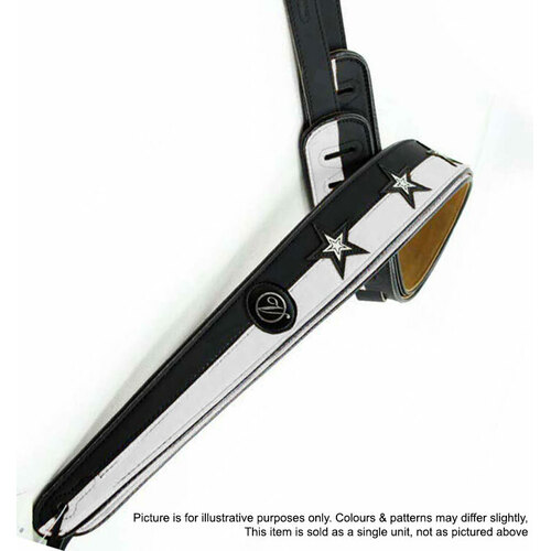 Vorson Black & White Leather Guitar Strap with Stars