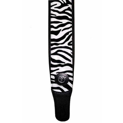 Vorson Zebra Pattern Black Leather Guitar Strap