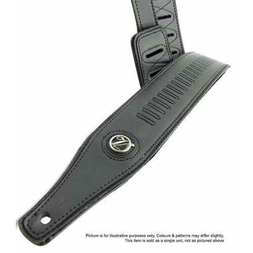 Vorson High Quality Black Leather Guitar Strap with Stamped Bullet Pattern