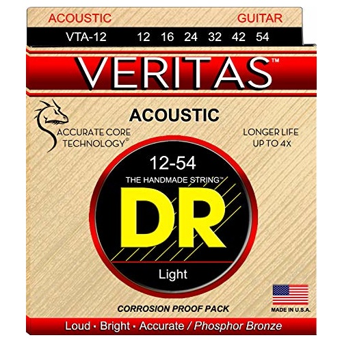 DR Strings Veritas Perfect Pitch Light Acoustic Guitar Strings 12-54 VTA-12