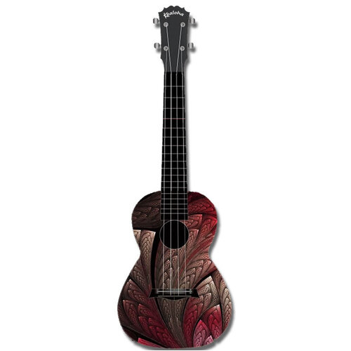 Kealoha "Feather Amour" Design Concert Ukulele with Black ABS Resin Body