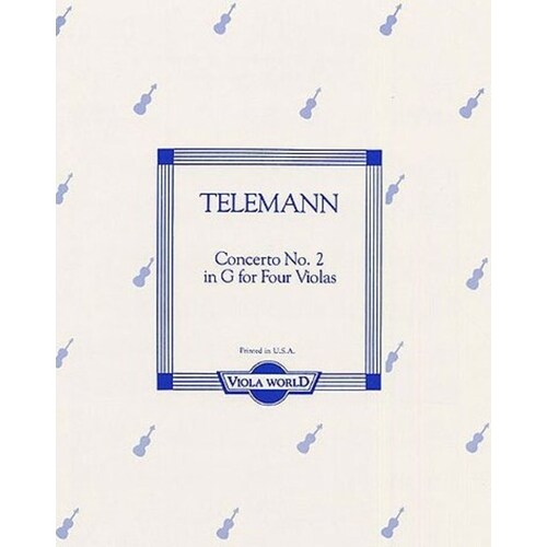 Telemann - Concerto No 2 In G For 4 Violas (Softcover Book)