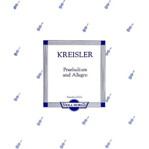 Kreisler - Praeludium And Allegro Viola/Piano (Softcover Book)