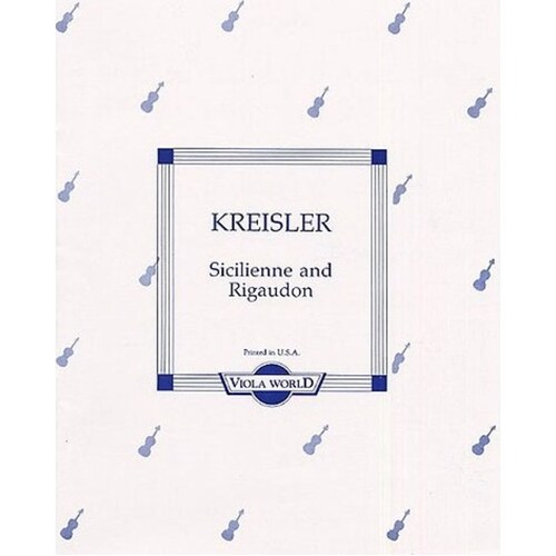 Kreisler - Sicilienne And Rigaudon Viola/Piano (Softcover Book)