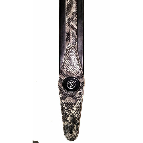 Vorson Padded Leather Guitar Strap with Black & Snake Skin Pattern