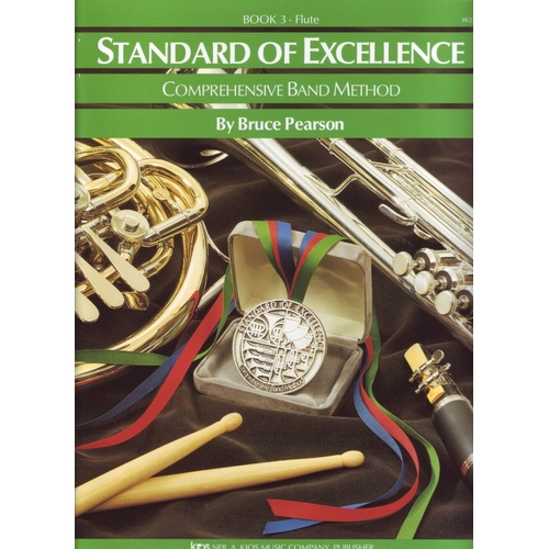 Standard of Excellence Book 3 for Flute by Bruce Pearson, 48 Pages, Intermediate Band Method, Kjos Music Company