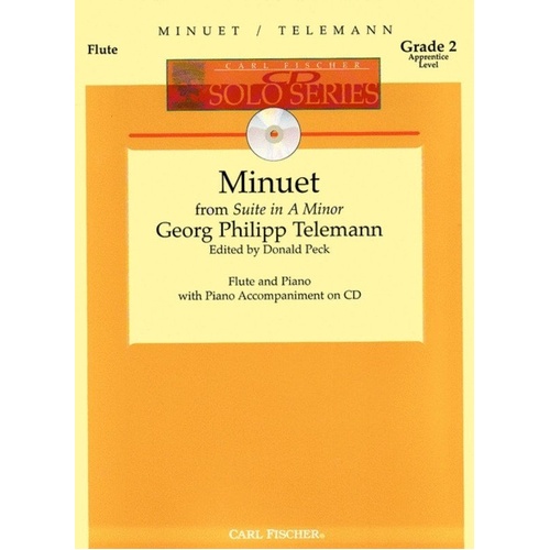 Minuet from Suite in A Minor for Flute Piano Book and CD