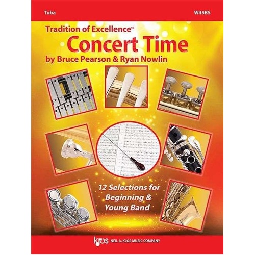 Toe Concert Time Tuba by Bruce Pearson and Ryan Nowlin - 16 Pages, Brass Tuba Music for Young Band