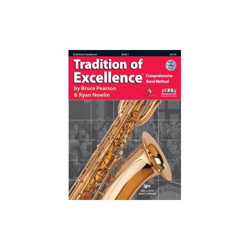 Tradition of Excellence Book 1 for Baritone Saxophone by Bruce Pearson and Ryan Nowlin, 48 pages, Neil A. Kjos Music Company