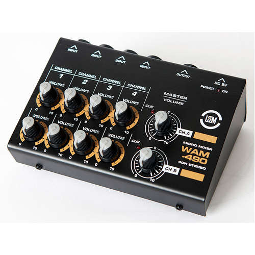 Leem 4-Channel Analog Micro Stereo Mixer with Dual Master Volume Control