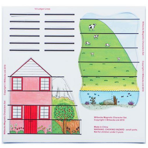 Wilbecks Farmhouse Easy Notes Magnets Set with 12 Ledger Line Magnets for Staff Boards