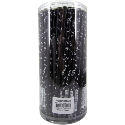 Pencils Black Music Notes Tub Of 100 (Package)
