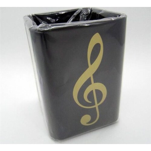 Gold Treble Clef Square Plastic Pen Holder
