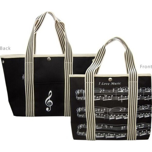 Canvas Tote Bag With Sheet Music Design