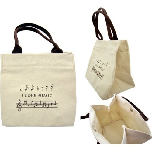 Mini Cotton Tote Bag With I Love Music Design