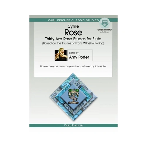 32 Rose Etudes for Flute by Cyrille Rose with Data CD Accompaniments