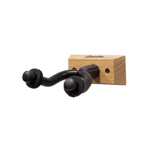 Fretz Woodie Short Wall-Mounted Guitar Hanger with Adjustable Mounting Block and Rubber Yoke Support