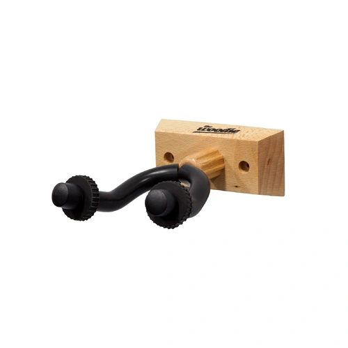 Fretz Woodie Short Wall-Mounted Guitar Hanger with Adjustable Mounting Block and Rubber Yoke Support