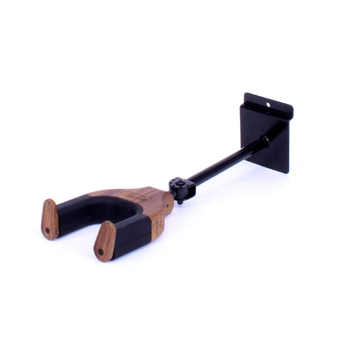 Fretz Woodie Long Self-Securing Slatwall Guitar Hanger with Rubber Yoke Support