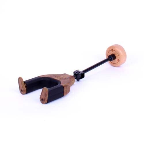 Fretz Woodie Long Wall-Mounted Guitar Hanger with Rubber Yoke Support - Mahogany
