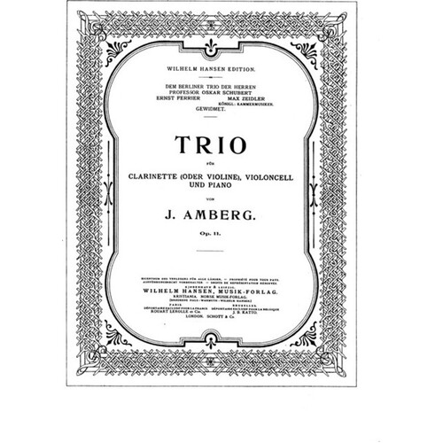 Amberg - Trio Op 11 Clarinet/Cello/Piano Score/Parts