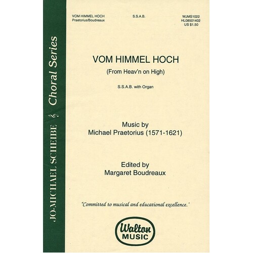Von Himmel Hoch Ed Boudreaux SSAB W/Organ (Octavo)