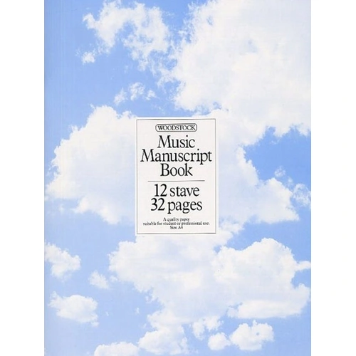 Music Manuscript Book A4, 12 Stave, 32 Pages, Stitched