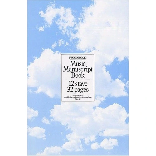 Woodstock A4 Music Manuscript Book, 12 Stave, 32 Pages, Spiral Bound