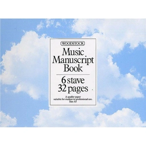 Woodstock A5 Music Manuscript Book, 6 Stave, 32 Pages, Spiral Bound