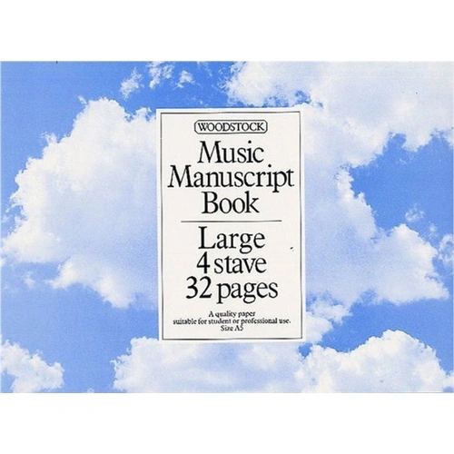 Woodstock Large 4 Stave Music Manuscript Book A5, 32 Pages