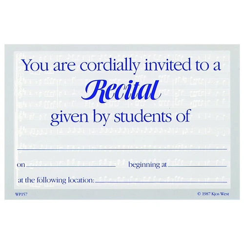 Recital Invitation Postcards (25 Pack) - Neil A. Kjos Music Company