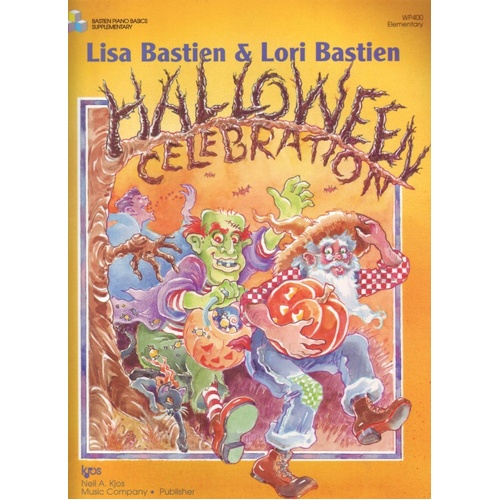 Halloween Celebration for Piano by Lisa and Lori Bastien, 24 pages, includes spooky tunes for level 1-2, ideal for parties and recitals.