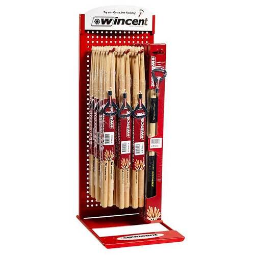 Wincent Drum Stick & Rod Retail POS Display Package with Stand and Bonus Rock Key