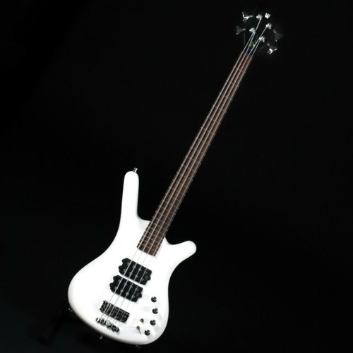 RockBass Corvette $$ 4-String, Solid White High Polish, Passive, Ash body, 3-piece laminated Maple neck with Ekanga veneer stripes, Wenge fingerboard