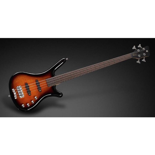 RockBass Corvette Classic 4-String, Almond Sunburst Transparent High Polish, Active