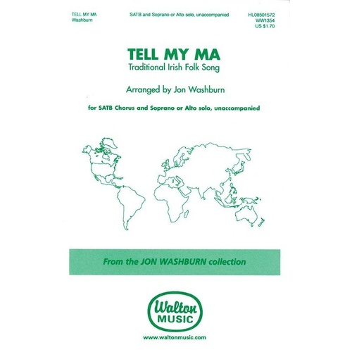 Tell My Ma SATB A Cappella Choral Score by Jon Washburn, Walton Music, 16 Pages