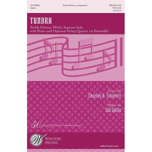 Tundra Choral Score by Ola Gjeilo - Walton Music, 16 Pages, Optional String Quartet, Duration: 3:30