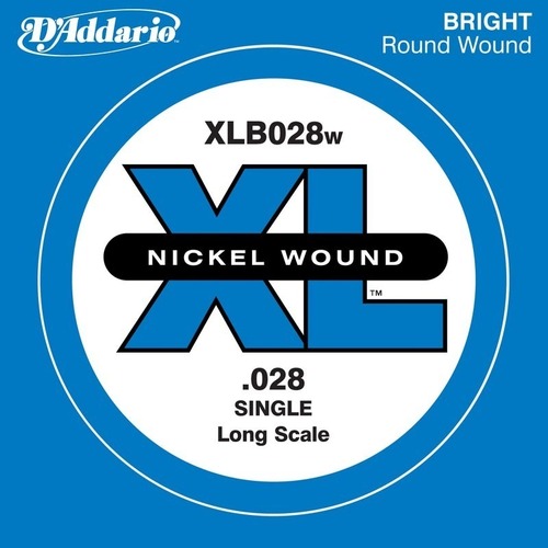 D'Addario XLB028W Nickel Wound Bass Guitar Single String, Long Scale, .028