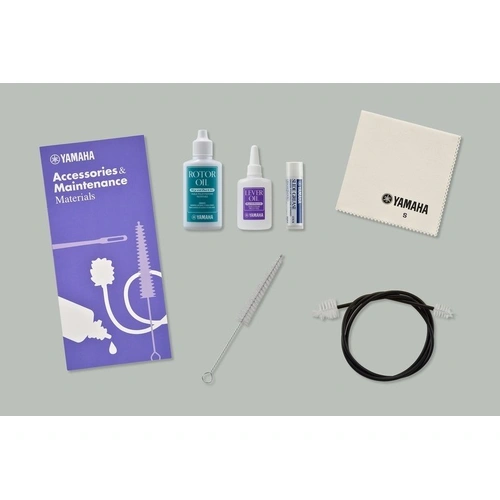 Yamaha French Horn Maintenance Kit with Rotor Oil, Lever Oil, Slide Grease, Cleaner, Mouthpiece Brush, Cloth, Care Manual