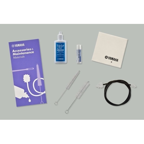 Yamaha Trumpet Maintenance Kit with Valve Oil, Slide Grease, Cleaning Tools and Care Manual
