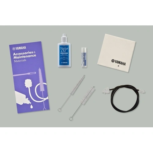 Yamaha Trumpet Maintenance Kit with Valve Oil, Slide Grease, Cleaning Tools, Brushes, Cloth, and Manual