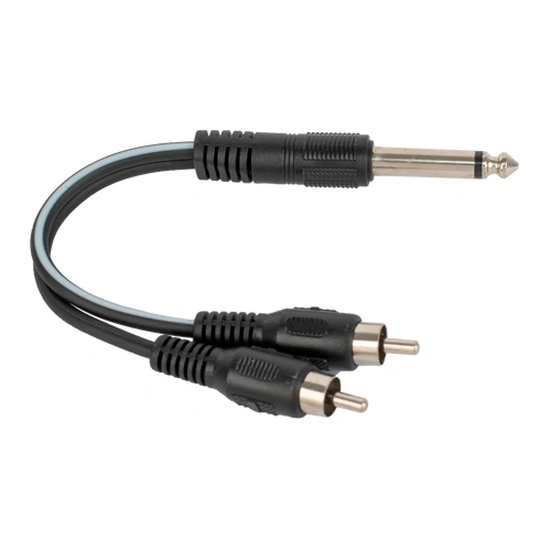 AMS 6 Inch Y Cable 1/4 Inch Mono Jack Male to 2 RCA Male