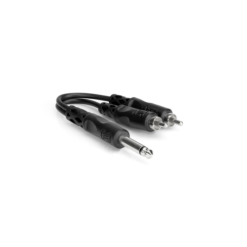 Hosa Y Cable, 1/4 in TS to Dual RCA