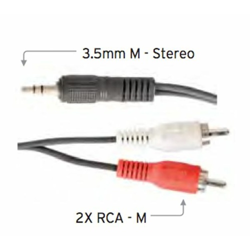 AUSTRALASIAN Lead / Cable 3.5 Stereo Jack - 2 x RCA Plugs 10 Foot