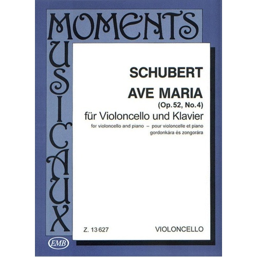 Ave Maria Op 52 No 4 Arranged by Pejtsik for Violin and Piano