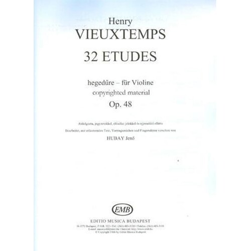 Vieuxtemps - 32 Etudes Op 48 Violin (Softcover Book)
