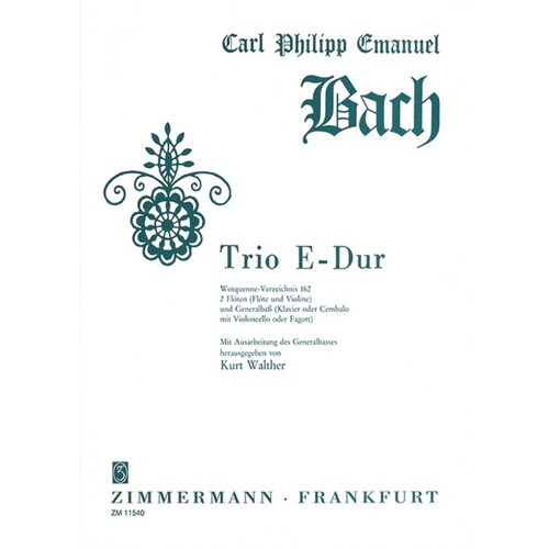 Cpe Bach - Trio E Major Wq 162 For 2 Flutes/Piano (Softcover Book)