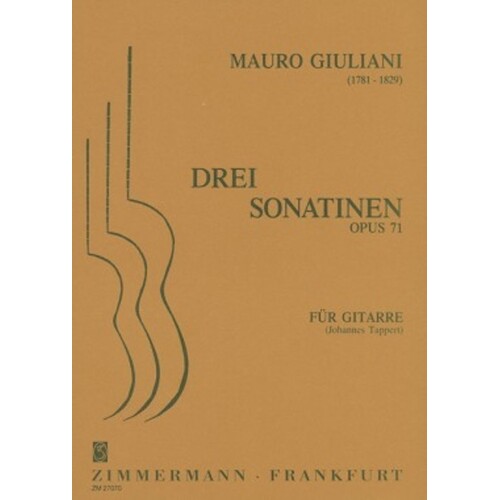 Giuliani - 3 Sonatinas Op 71 For Guitar (Softcover Book)